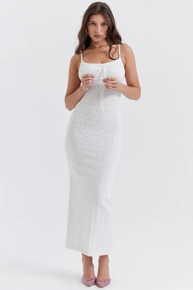 House Of CB MylaWhite Knit Maxi Dress White Women Bodycon Dresses