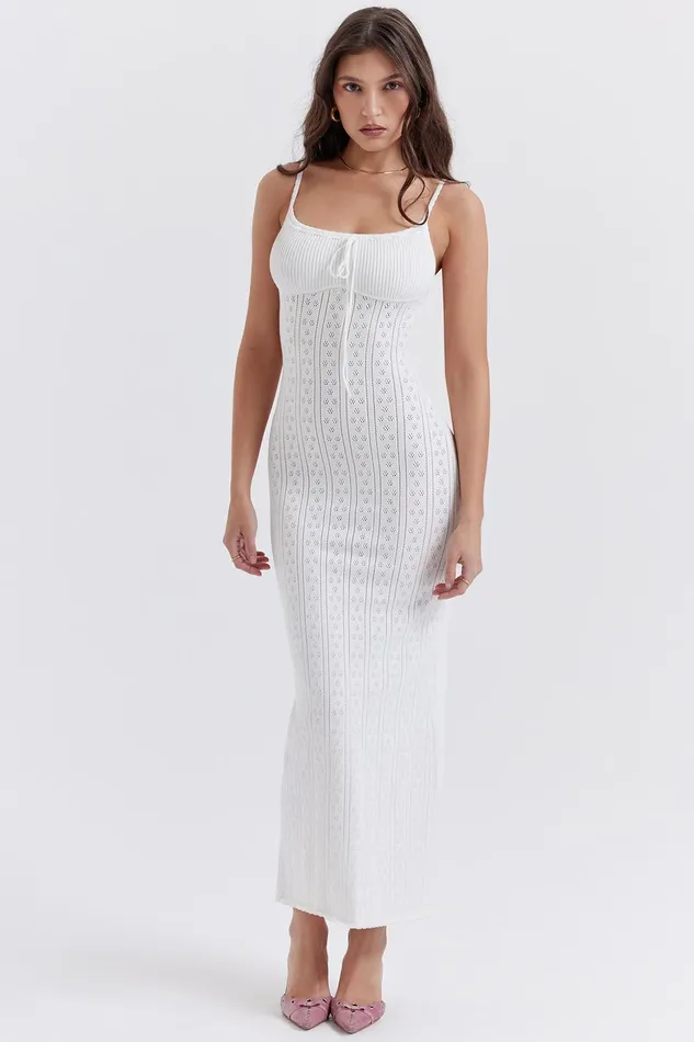House Of CB MylaWhite Knit Maxi Dress White Women Bodycon Dresses