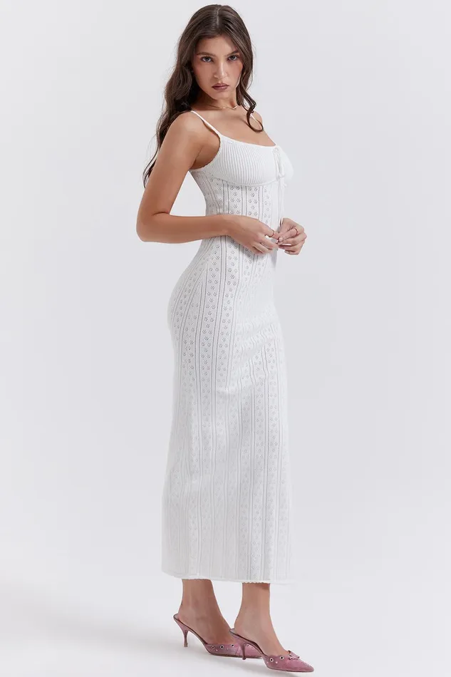 House Of CB MylaWhite Knit Maxi Dress White Women Bodycon Dresses
