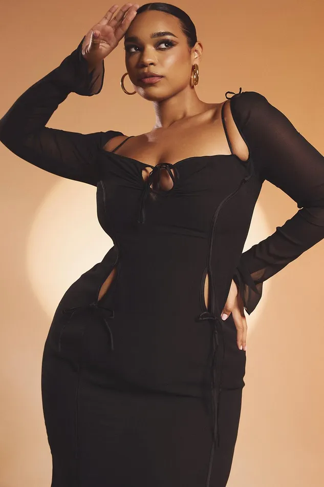 House Of CB OpheliaBlack Cutout Midi Dress 8211 SALE Black Women Midi Dresses