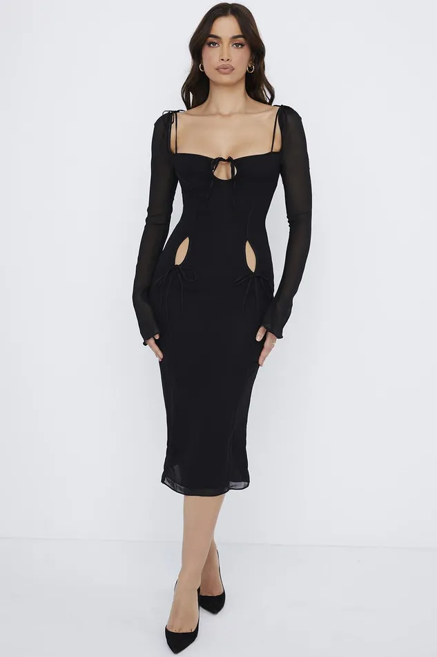 House Of CB OpheliaBlack Cutout Midi Dress 8211 SALE Black Women Midi Dresses