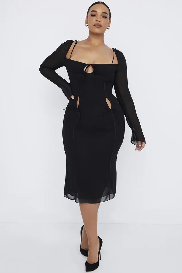 House Of CB OpheliaBlack Cutout Midi Dress 8211 SALE Black Women Midi Dresses