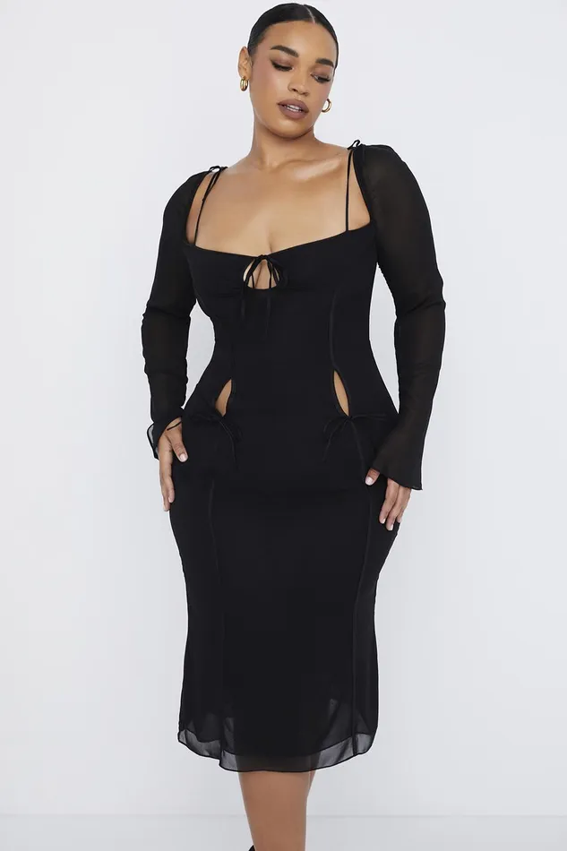 House Of CB OpheliaBlack Cutout Midi Dress 8211 SALE Black Women Midi Dresses