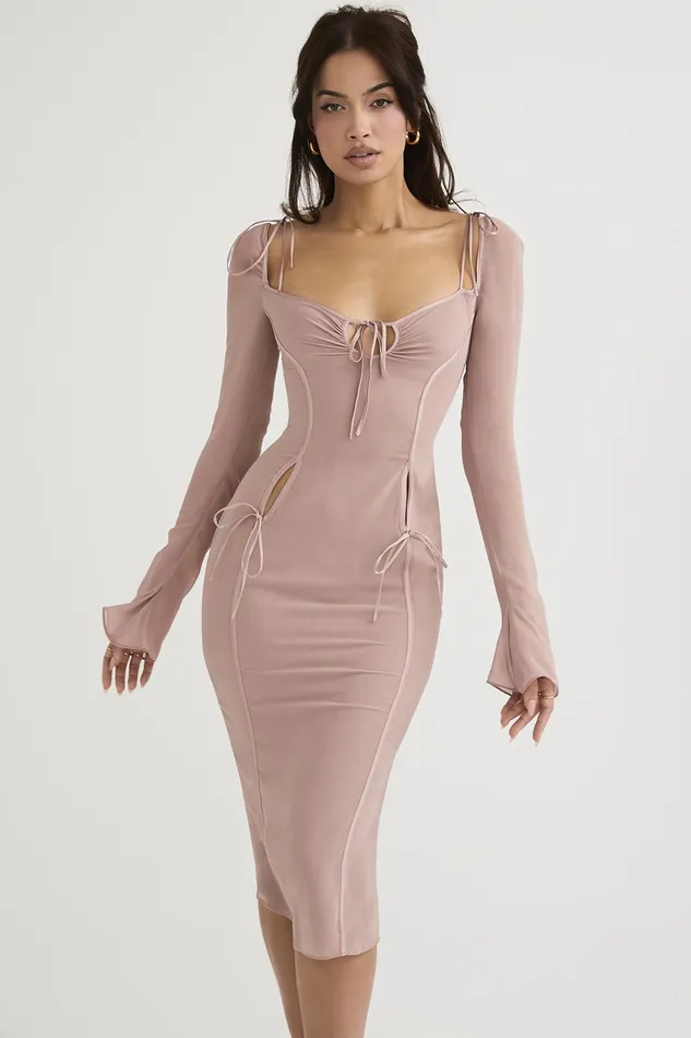 House Of CB OpheliaBlush Cutout Midi Dress 8211 SALE Blush Women Midi Dresses