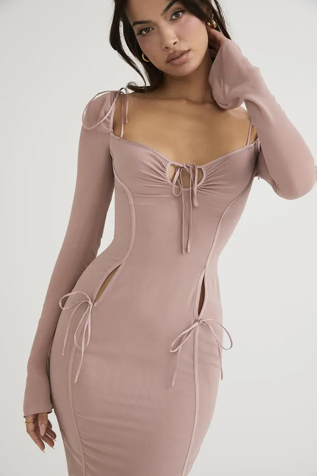 House Of CB OpheliaBlush Cutout Midi Dress 8211 SALE Blush Women Midi Dresses
