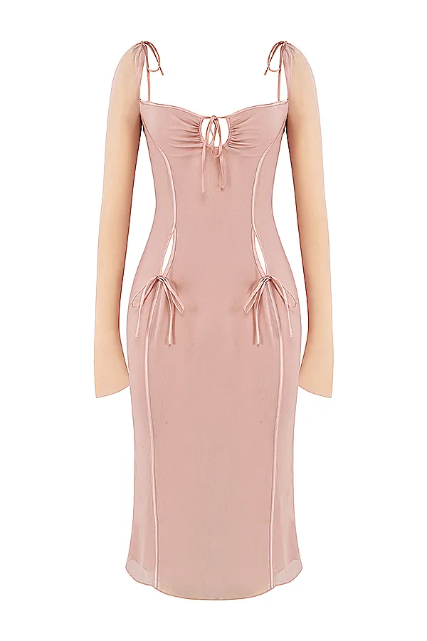 House Of CB OpheliaBlush Cutout Midi Dress 8211 SALE Blush Women Midi Dresses