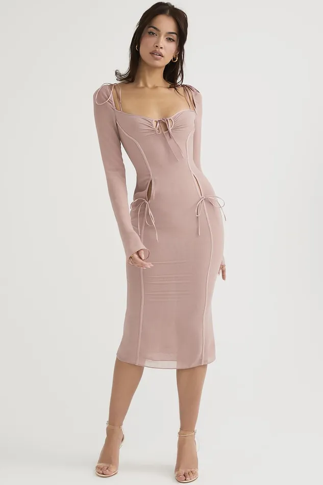 House Of CB OpheliaBlush Cutout Midi Dress 8211 SALE Blush Women Midi Dresses