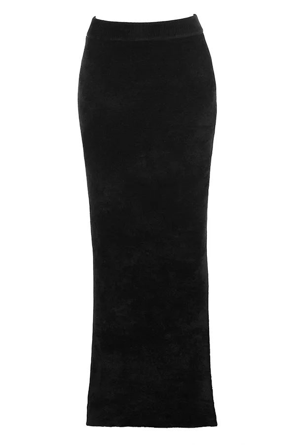 House Of CB ReneBlack Chenille Maxi Skirt 8211 SALE Black Women Skirts