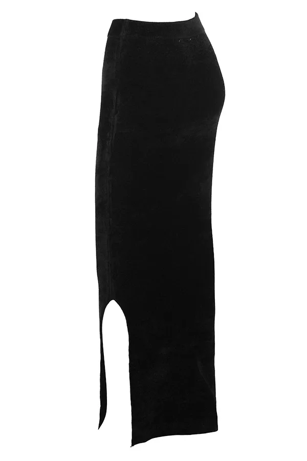 House Of CB ReneBlack Chenille Maxi Skirt 8211 SALE Black Women Skirts