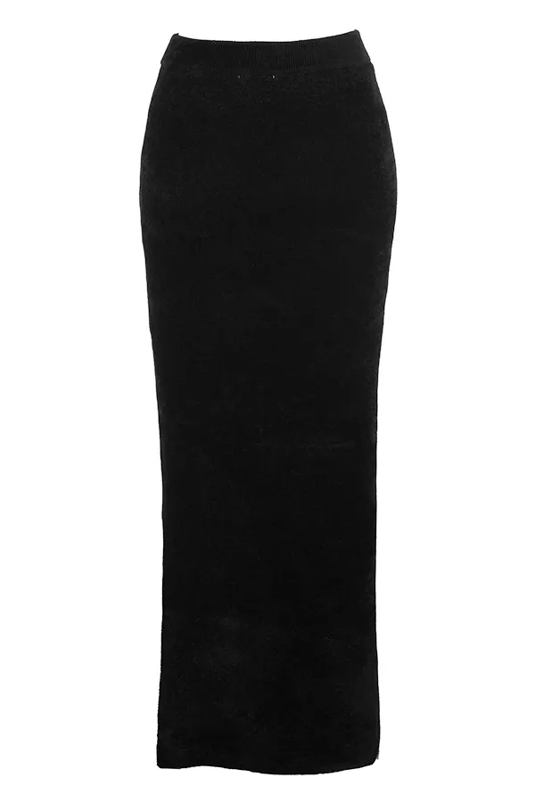 House Of CB ReneBlack Chenille Maxi Skirt 8211 SALE Black Women Skirts