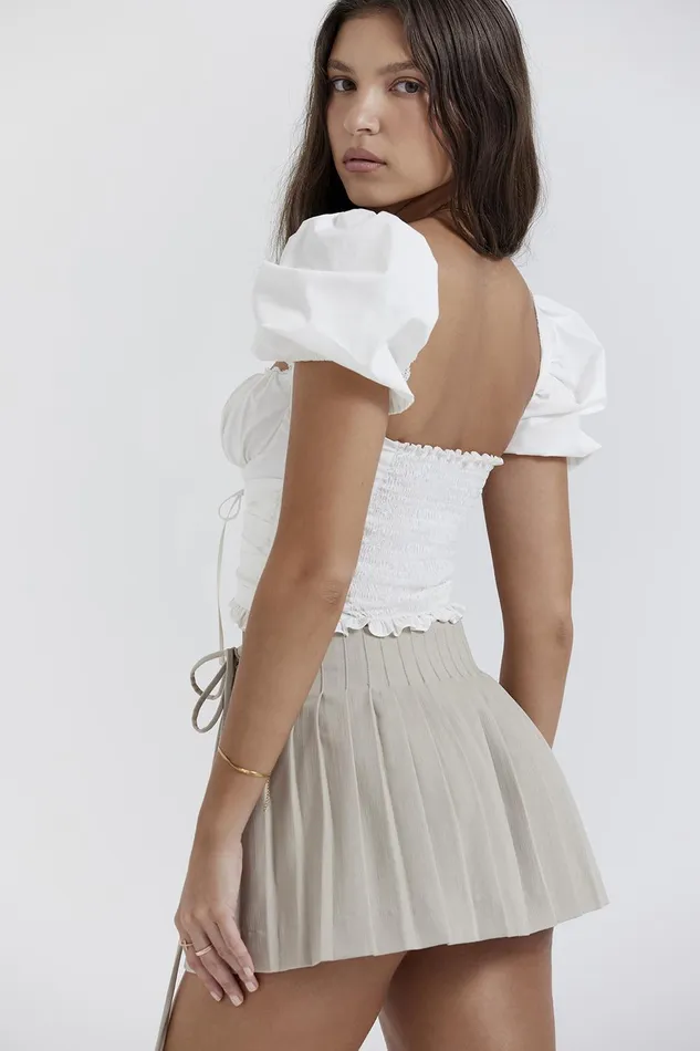 House Of CB SamayaWhite Gathered Top White Women Tops