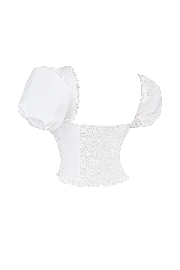 House Of CB SamayaWhite Gathered Top White Women Tops