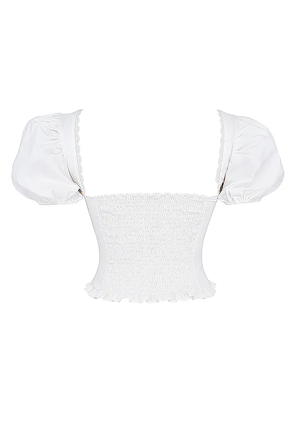 House Of CB SamayaWhite Gathered Top White Women Tops