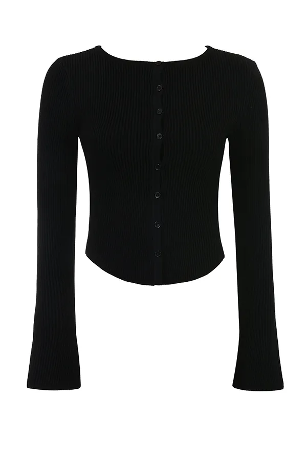 House Of CB SylviaBlack Ribbed Knit Cardigan 8211 SALE Black Women Tops