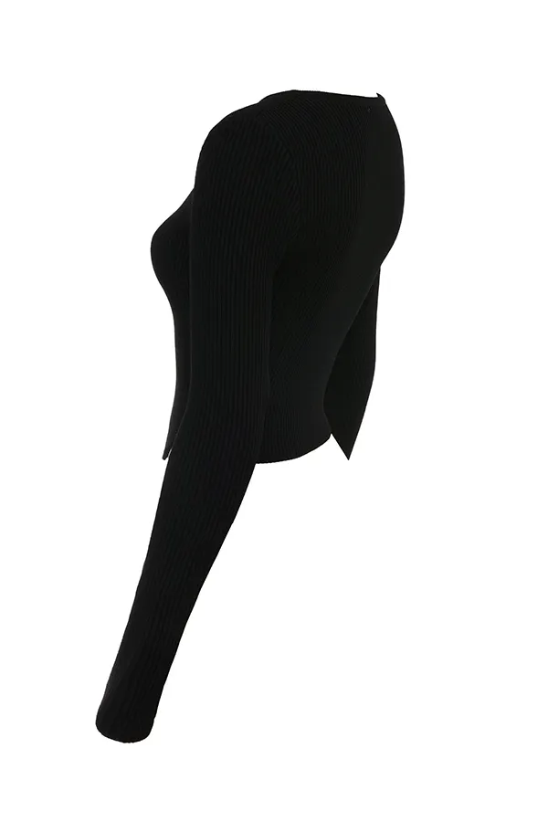 House Of CB SylviaBlack Ribbed Knit Cardigan 8211 SALE Black Women Tops