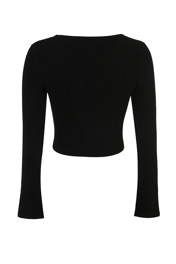 House Of CB SylviaBlack Ribbed Knit Cardigan 8211 SALE Black Women Tops