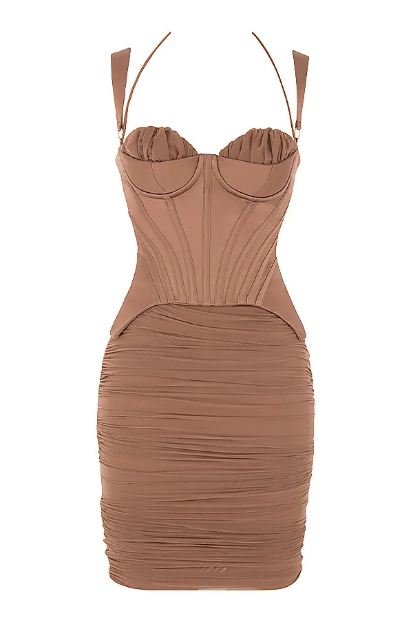 House Of CB TalyaToffee Corset Midi Dress 8211 SALE Toffee Women Midi Dresses