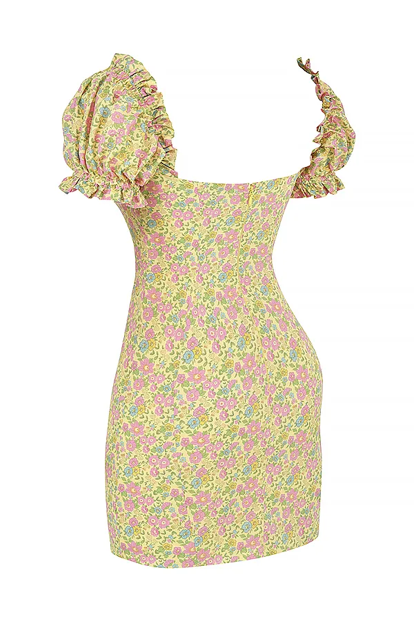 House Of CB TanayaVintage Floral Puff Sleeve Mini Dress 8211 SALE Vintage Women Floral Dresses