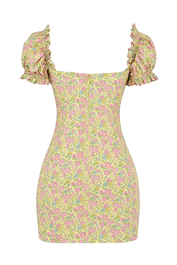 House Of CB TanayaVintage Floral Puff Sleeve Mini Dress 8211 SALE Vintage Women Floral Dresses