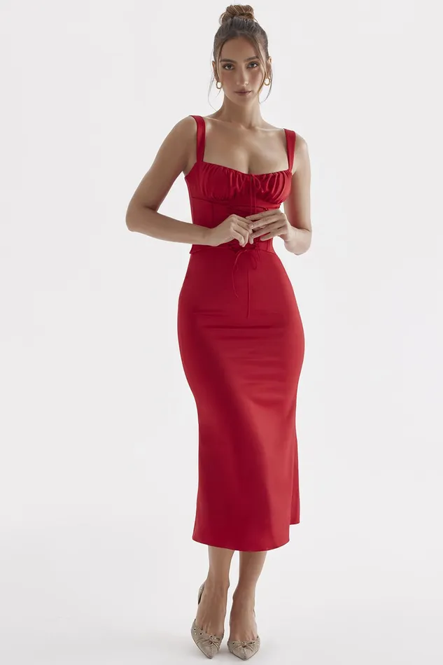 House Of CB ValenciaRed Rose Corset Dress 8211 SALE Red Women Corset Dresses