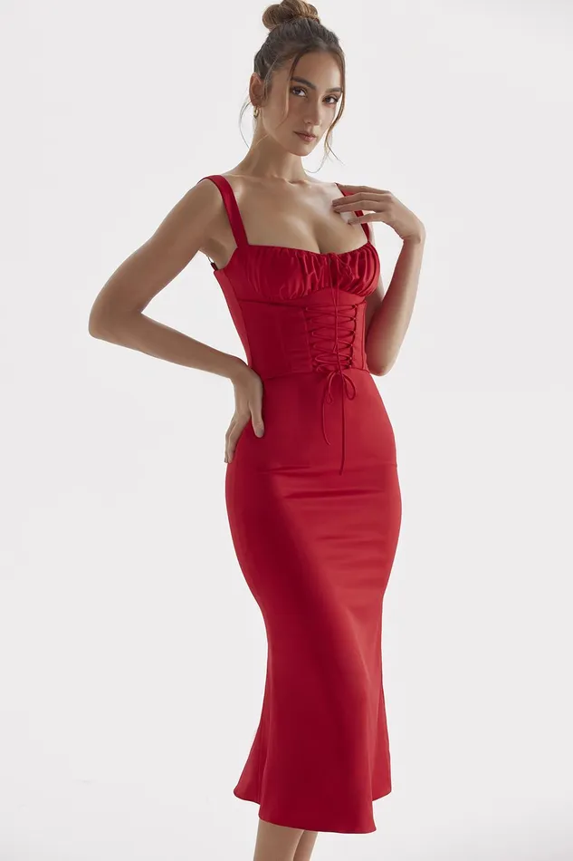 House Of CB ValenciaRed Rose Corset Dress 8211 SALE Red Women Corset Dresses