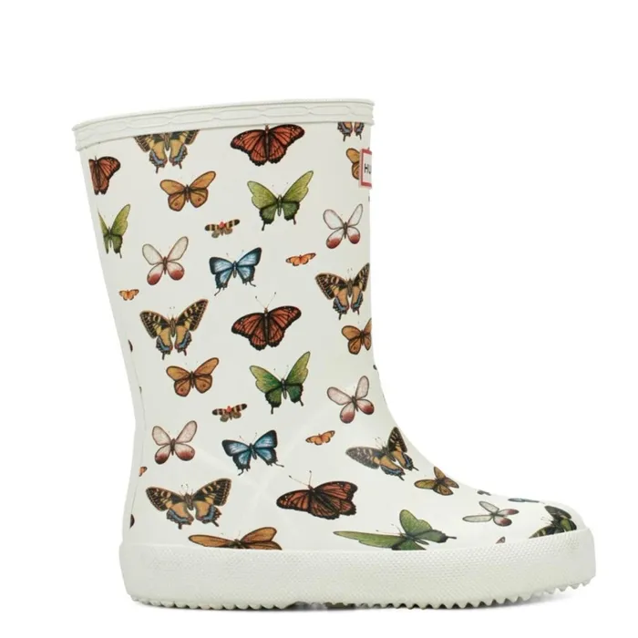 Hunter Boots Kids First Classic Rain Boots Ivory Butterfly Kids Rain Boots