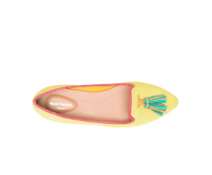 Hush Puppies Flats and SlipOns Women Sadie Tassel SlipOn Sun Yellow Suede Hush Puppies Flats and SlipOns Women Sadie Tassel SlipOn Sun Yellow Suede