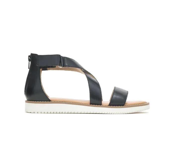 Hush Puppies Sandals Women Briard X Back Zip Black Leather