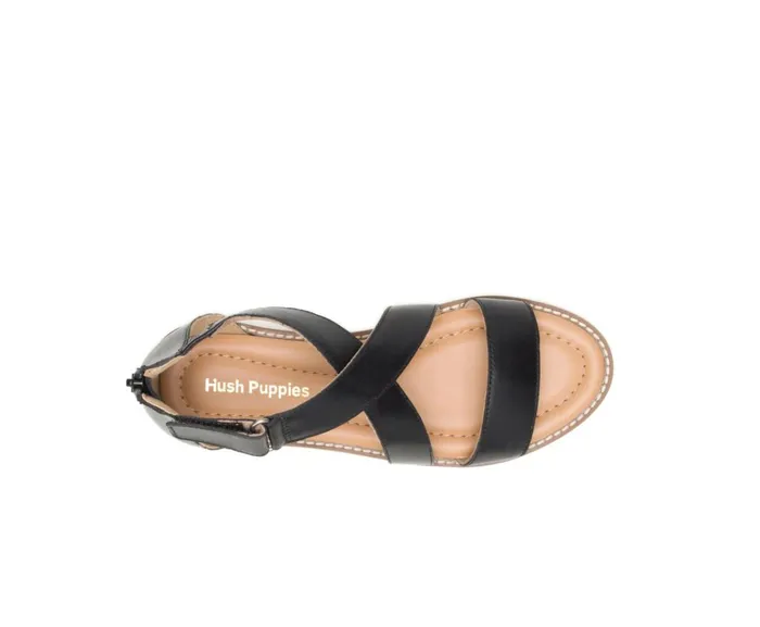 Hush Puppies Sandals Women Briard X Back Zip Black Leather Hush Puppies Sandals Women Briard X Back Zip Black Leather