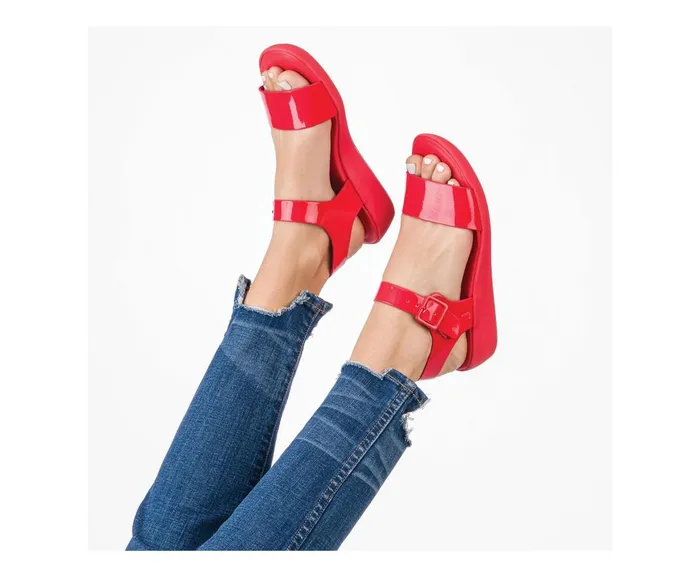 Hush Puppies Sandals Women Brite Jells Quarter Strap Sandal Fiesta Red