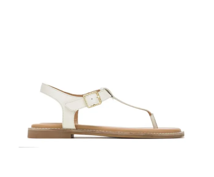 Hush Puppies Sandals Women Lexi Toepost Ivory Leather