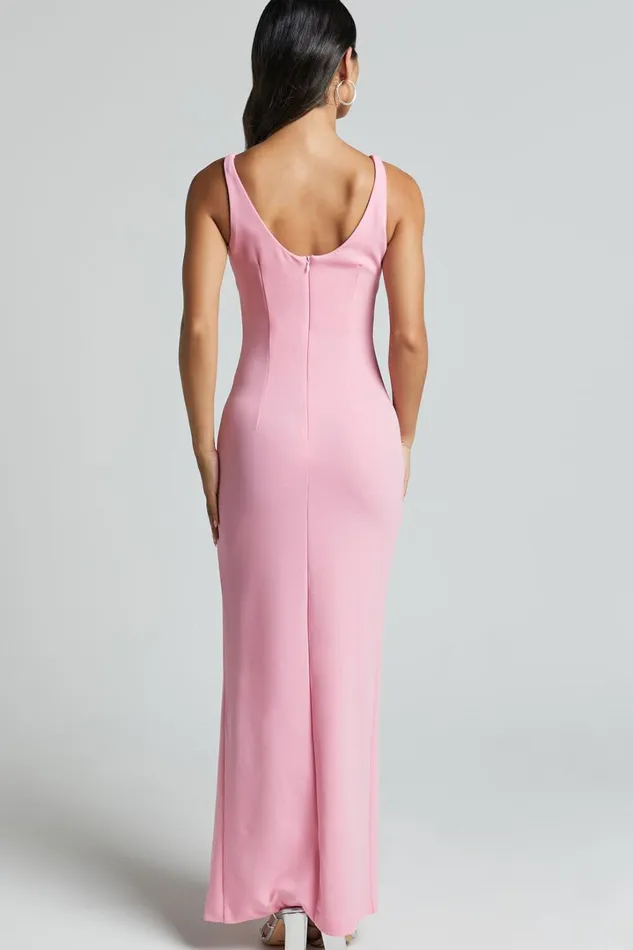 Indi Midi Dress 8211 Boat Neck Bodycon Dress In Pink Women Showpo Curve Clothes