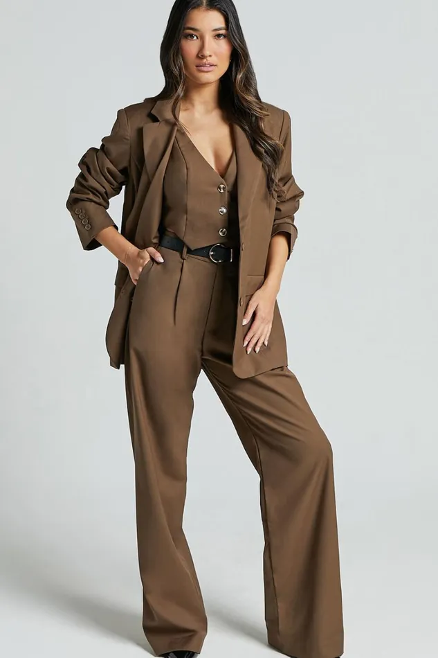 Izara Trousers 8211 Mid Rise Relaxed Straight Leg Tailored Trousers In Oak Women Showpo Pants Izara Trousers 8211 Mid Rise Relaxed Straight Leg Tailored Trousers In Oak Women Showpo Pants