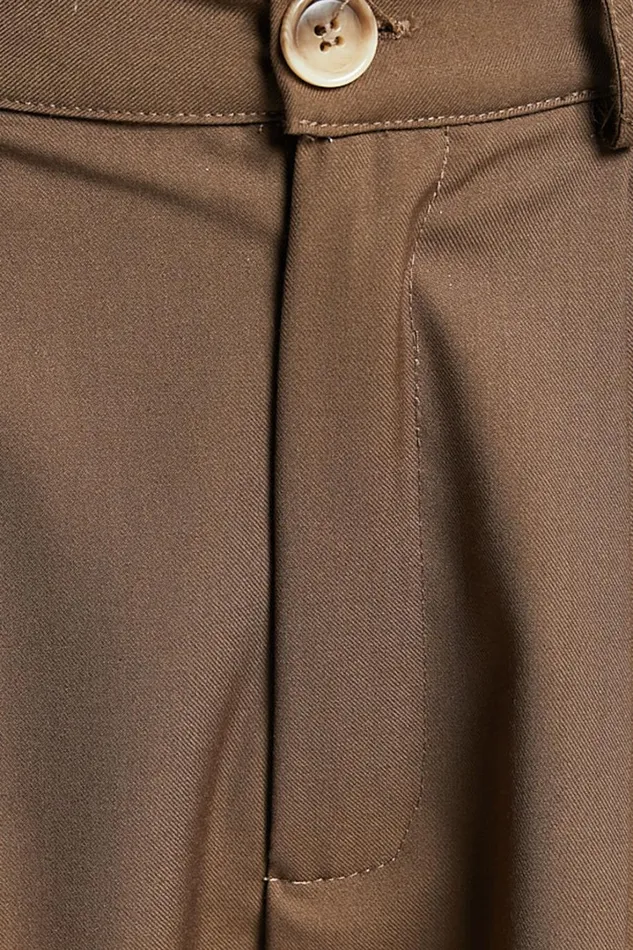 Izara Trousers 8211 Mid Rise Relaxed Straight Leg Tailored Trousers In Oak Women Showpo Pants