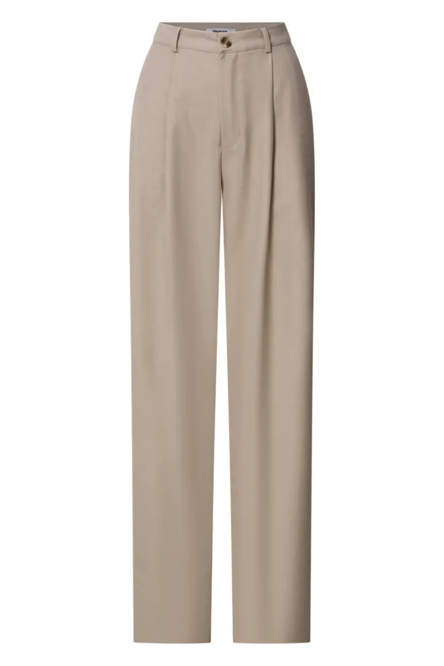 Izara Trousers 8211 Mid Rise Relaxed Straight Leg Tailored Trousers In Oatmeal Women Showpo Pants