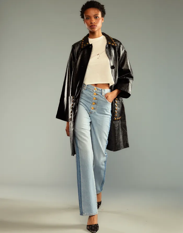 Jackets and Coats Women Cynthia Rowley Studded Vegan Leather Coat