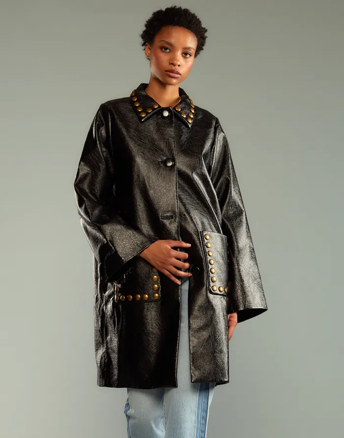 Jackets and Coats Women Cynthia Rowley Studded Vegan Leather Coat