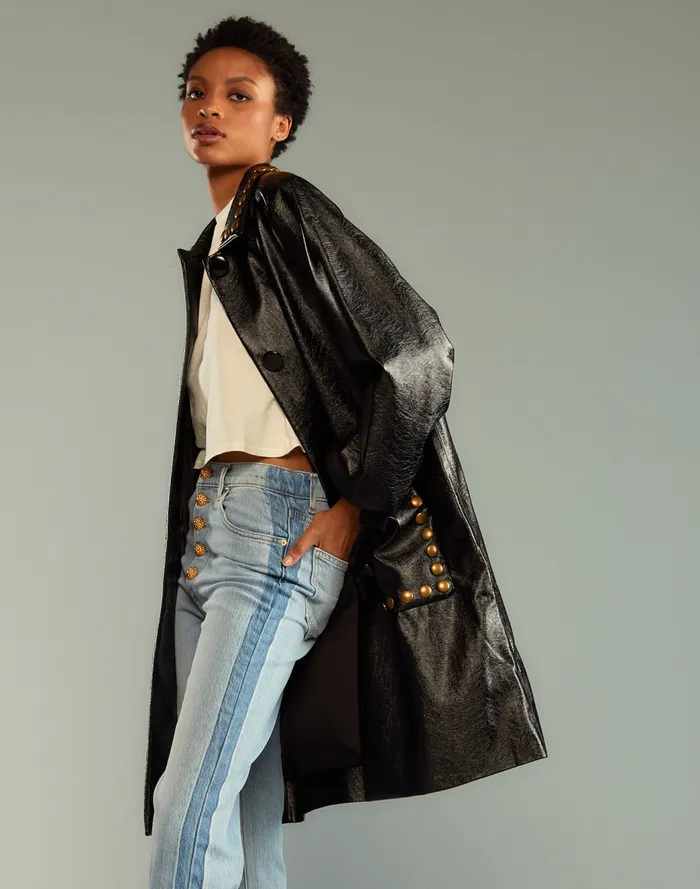 Jackets and Coats Women Cynthia Rowley Studded Vegan Leather Coat