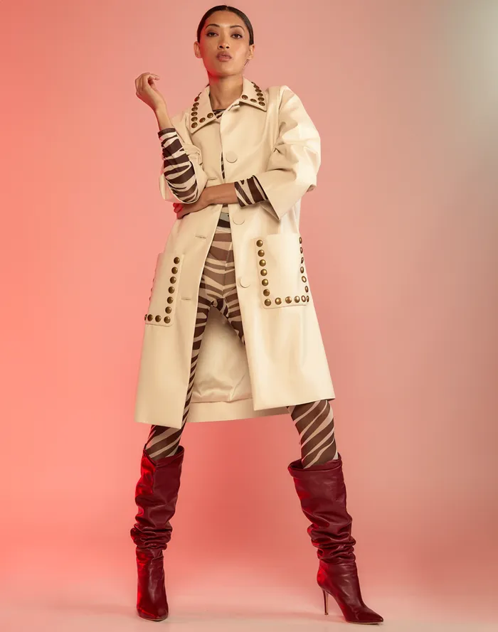 Jackets and Coats Women Cynthia Rowley Studded Vegan Leather Coat