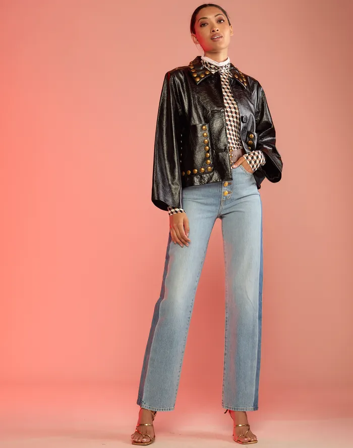 Jackets and Coats Women Cynthia Rowley Studded Vegan Leather Jacket