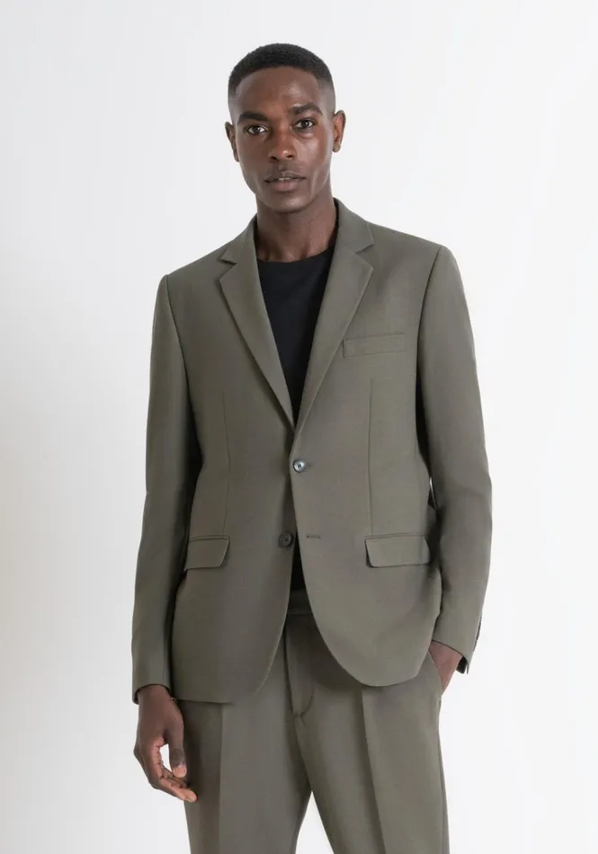 Jackets And Gilet Men Antony Morato Regular Fit 034Cora034 Jacket In Green Viscose And Wool Blend Fabric Army Green Jackets And Gilet Men Antony Morato Regular Fit 034Cora034 Jacket In Green Viscose And Wool Blend Fabric Army Green