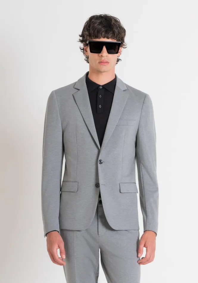Jackets And Gilet Men Antony Morato Super Slim Fit Grey 034Ashe034 Jacket In Viscose Blend Ash Grey Jackets And Gilet Men Antony Morato Super Slim Fit Grey 034Ashe034 Jacket In Viscose Blend Ash Grey