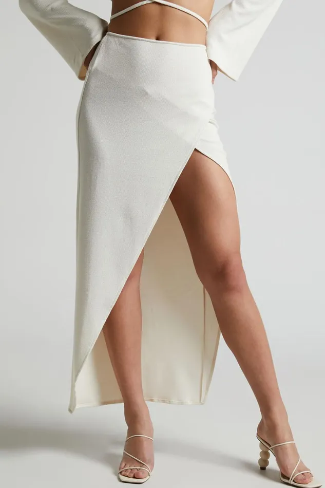 Jadine Midi Skirt 8211 Wrap Front Skirt In Cream Women Showpo Curve Clothes