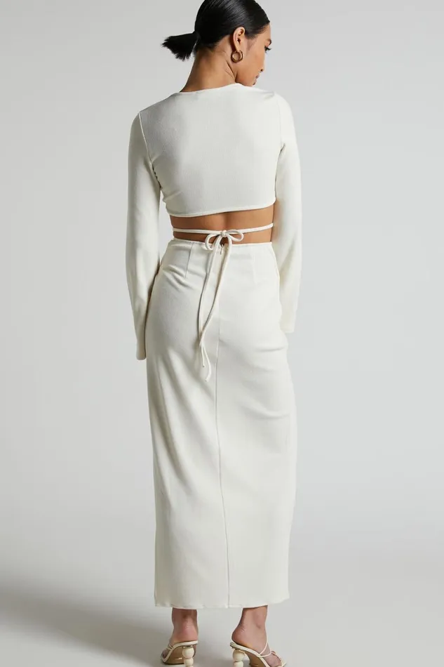 Jadine Midi Skirt 8211 Wrap Front Skirt In Cream Women Showpo Curve Clothes