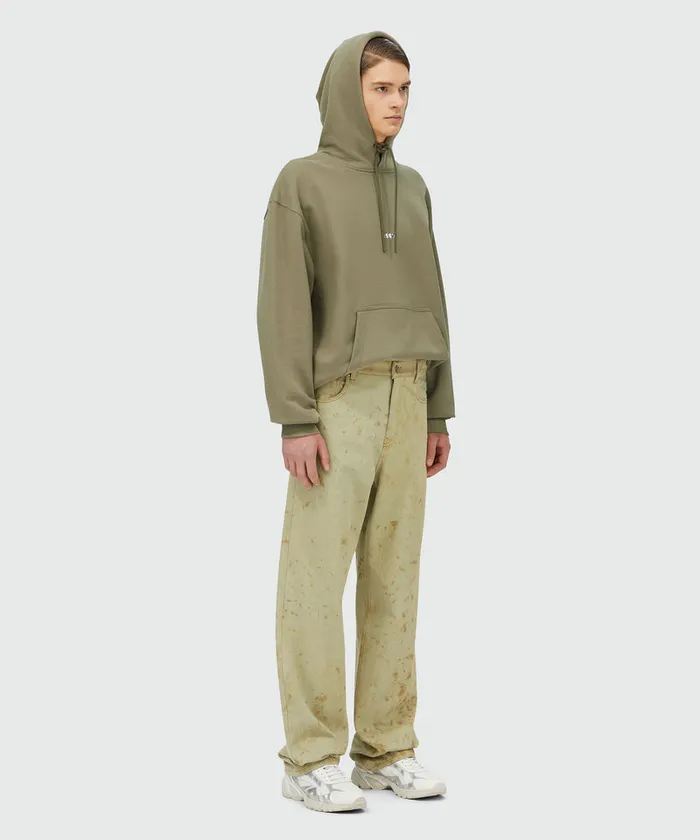 Jersey Hooded Sweatshirt With Mirror Print Men MSGM Hoodies And Sweatshirts
