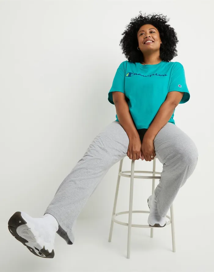 Jersey Pants C Logo 315034 Plus Size Oxford Grey Women Champion Pants