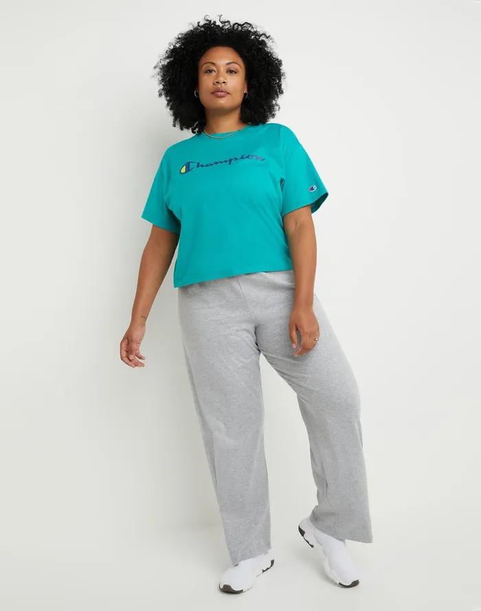 Jersey Pants C Logo 315034 Plus Size Oxford Grey Women Champion Pants
