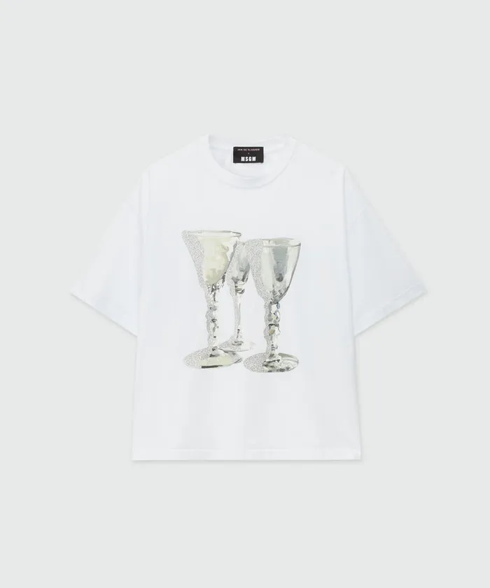 Jersey TShirt With 034Glasses034 Print Women MSGM Tshirts
