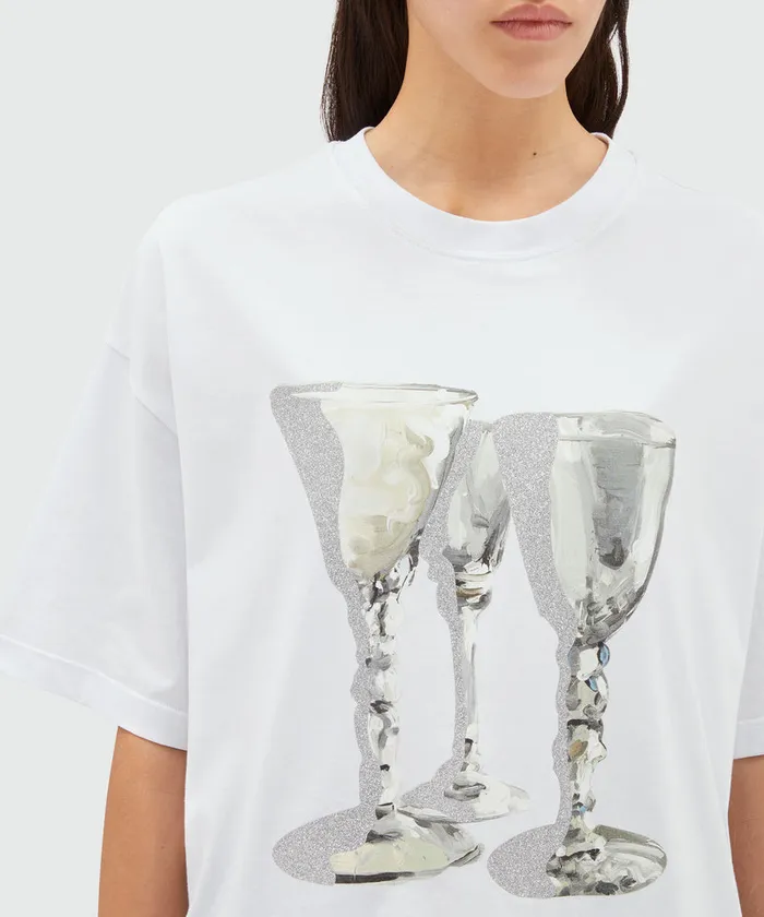 Jersey TShirt With 034Glasses034 Print Women MSGM Tshirts