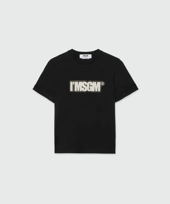 Jersey TShirt With Logo Print Women MSGM Tshirts